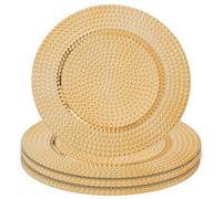 Orsina Set Of Four 33Cm Dia Gold Finish Hammered Charger Plates