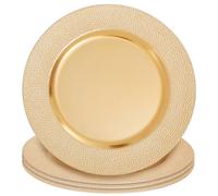Orsina Set of Four 33cm Dia Gold Finish Pebble Effect Charger Plates Orsina Gold