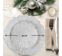 Orsina Set Of Four 33Cm Dia Silver Finish Reef Charger Plates