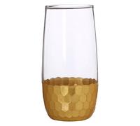 Premier Housewares 4pk High Ball Glasses - Honeycomb Design, Gold