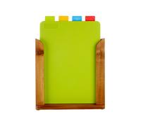 Orsina Set Of Four Colour-Coded Chopping & Serving Boards With Wooden Stand, Durable HDPE Cutting Mats For Kitchen Orsina Multicolor