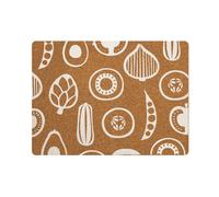 Orsina Set Of Four Cork Rectangular Placemats, Durable Heat-Resistant Table Mats With White Vegetable Outline Design