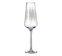 Premier Housewares Set of 4 Hand Blown Champagne Glasses - Gold Lines Design, Gold