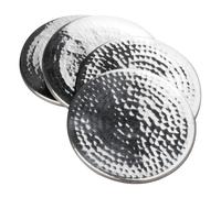 Orsina Set Of Four Hammered Effect Stainless Steel Coasters in Silver Orsina Silver