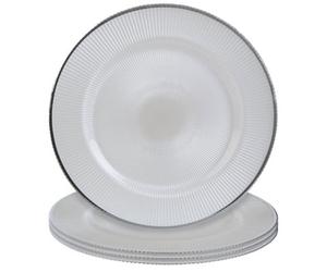 Orsina Set Of Four Ida 33Cm Dia Embossed White Glass Charger Plates
