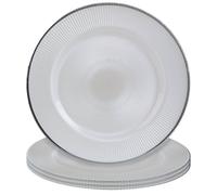 Orsina Set of Four Ida 33cm Dia Embossed White Glass Charger Plates Orsina White