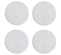 Orsina Set Of Four Round White Marble Coasters, Durable Natural Stone Coasters For Home