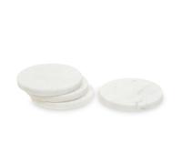 Orsina Set Of Four White Marble Round Coasters, Durable Natural Stone Coasters Orsina White