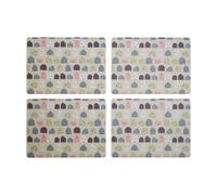 Orsina Set Of Four Wild Cottage Placemats, Charming Multicoloured Geometric Design, Heat Resistant Dining Mats
