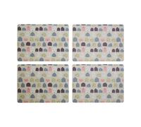 Orsina Set Of Four Wild Cottage Placemats, Charming Multicoloured Geometric Design, Heat Resistant Dining Mats