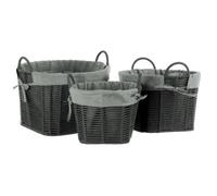Premier Housewares Lida Storage Baskets, Fabric, Grey, 35 x 38 x 25 cm