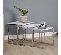 Orsina Set of Three Nesting Side Tables, Modern Nesting Tables, Nesting End Tables for Living Room in White Orsina White