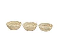 Premier Housewares Set of Three Palm Leaf Baskets/Hamper Baskets for Gifts/Farmhouse Style Basket/Handwoven Picnic Basket/Organic Charm Wicker Basket W26 x D26 x H10cm.