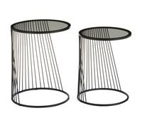 Set of 2 Side Tables with Grey Glass Tops Multi-Coloured