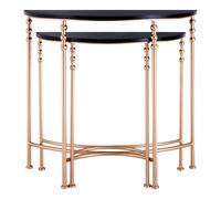 Orsina Set of Two Half Round Console Tables, Boutique Style Rose Gold Accent Tables with Matte Black MDF Top Orsina Black