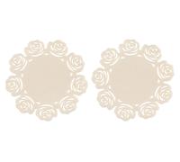 Orsina Set of Two Ivory Felt Flower Design Placemats, Durable Heat-Resistant Table Mats for Dining in White Orsina White
