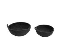 Premier Houseare Set of Two Jute Baskets/Round Storage Hamper Baskets For Gifts/Renewable Jute Bread Baskets/Sturdy Organic Charm Wicker Baskets/Jute Gift Basket Dimensions W24 x D24 x H9cm