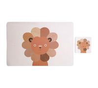 Premier Housewares Placemats And Coaster Rectangle lion Sets 2 Leather Table Mats And Coasters Set Contemporary Safari Coasters Durable Printed Coasters Set Of 2 w44 x d29 x h1cm