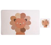 Orsina Set Of Two Lion Placemats & Coasters, Adorable Safari-Themed Tableware For Kids Orsina Multicolor
