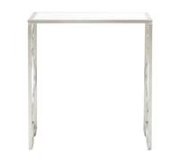 Premier Housewares Set of 2 Side Tables For Bedroom Small Sized Side Table For Bedside With Leaf Patterns And Arabesque Design Contemporary Furniture With Silver Finish 61 x 40 x 66