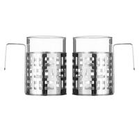 Premier Housewares Cappuccino Cup Large sets of Coffee Mug/Tea Mugs - Set of 2, Chrome Height 9 x width 9 x depth 6 cm