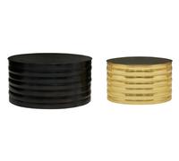 Orsina Set Of Two Round Coffee Tables, Black And Brass Finish Handcrafted Aluminium Tables, Coffee Table Set