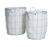 Orsina Set Of Two Wire Hampers Baskets, Blue Coated Laundry Basket For Bathroom, Smart Laundry Hamper With Basket in Grey Orsina Grey