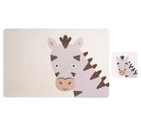 Orsina Set Of Two Zebra Placemats And Coasters, Safari-Themed Tableware For Kids, Heat Resistant Plastic Mats