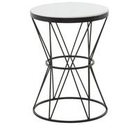 Orsina Shalimar Round White Marble Top Side Table