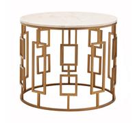 Orsina Shalimar White Marble Top Side Table With Gold Finish Base