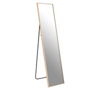 Orsina Shiny Gold Floor Mirror With Rectangle Frame, Distinctive Decorative Styling Mirror, Modern Full Size Mirror