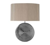 Orsina Shiny Silver Ceramic Table Lamp With Grooved Base, Decorative Lighting, Reflective Bedside Lamp Fixture