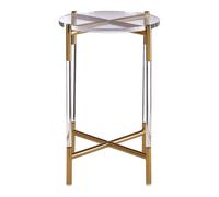 Orsina Side Table With Acrylic Top-Sturdy Lounge Round Table-Gold Finish Settee Side Table-Metallic Small Table in Gold Orsina Gold