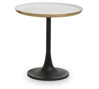 Orsina Side Table With Column Base, White Enamel Round Top With Matte Gold Trim, Black Powder Coated Base Orsina Black