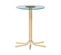 Orsina Side Table With Glass Top-Glamorous Gold Finish Round Table-Contemporary Small Table With Six Slender Legs Orsina Gold