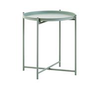 Orsina Side Table With Round Grey Top, Space Saving And Durable Small Side Tables By Couch, Sleek Bedside Table