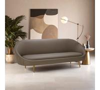 Orsina Silhouette Mink Sofa,decorative Curved Sofa With Brown Faux Leather Upholstery,gold Finished Couch Seat