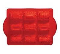Orsina Silicone 9 Trains Red Cake Mould, Flexible Non-Stick Silicone Tray, Heat Resistant Up To 230Degrees