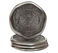 Orsina Silva Set Of Four Oak Effect Silver Top Coasters