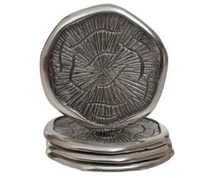 Orsina Silva Set Of Four Oak Effect Silver Top Coasters