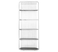 Orsina Silver Cage Design Bookshelf,5-Tier Shelving Unit,corner Display With Glass Shelves,ladder-Style Bookcase
