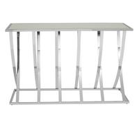 Orsina Silver Chrome Finish Console Table, Modern Functional Storage Table For Kitchen, Spacious Decorative Table