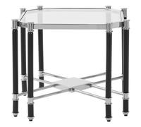 Orsina Silver Chrome Finish End Table, Clear Tempered Glass Octagonal Top, Stainless Steel Frame in Black Orsina Black