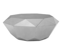 Orsina Silver Diamond Cut Coffee Table, Reflective Finish Center Table, Hexagonal Shiny Metallic Accent Table Orsina Silver