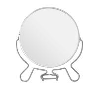 Premier Housewares Silver Effect Two Sided Small Shaving Mirror Round Standing Mirror With Swivel Function Perfect For Grooming And Shaving Makeup Mirror