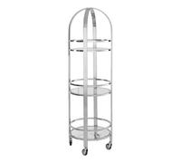 Orsina Silver Finish Cart For Bars,stainless Steel Drinks Trolley With Three Shelves,metal Trolley With Wheels