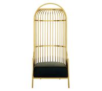 Orsina Silver Finish Dome Cage Chair, Statement Stainless Steel Art Deco Accent Chair, Cage Design with Faux Leather in Gold Orsina Gold