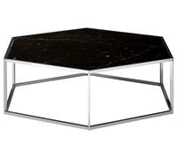 Orsina Silver Frame Hexagon Coffee Table, Modern Black Marble Top Coffee Table, Silver Finish Hexagonal Kitchen Table Orsina Silver