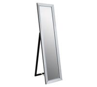 Orsina Silver Freestanding Floor Mirror, Modern Style Full Length Wooden Mirror, Silver Framed Dressing Mirror