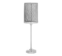 Orsina Silver Industrial Table Lamp, Cylindrical Mesh Shade Desk Lamp, Aluminium & Brass Light, Modern Lighting